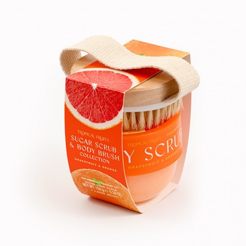 The Somerset Toiletry - Orange & Grapefruit Zuckerpeeling mit Bürste 150g