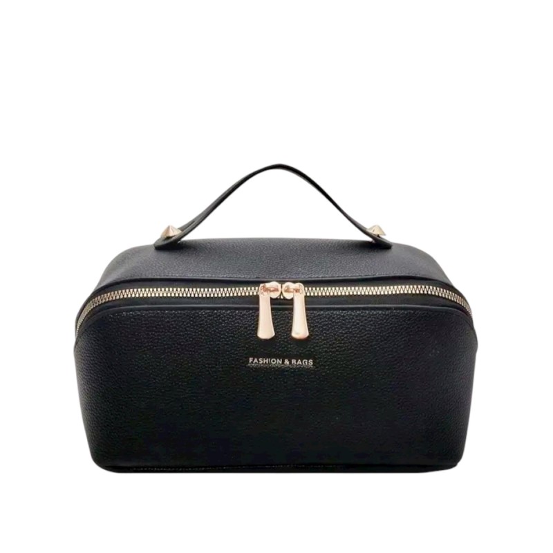 Kosmetiktasche aus Leder schwarz - 23x26cm