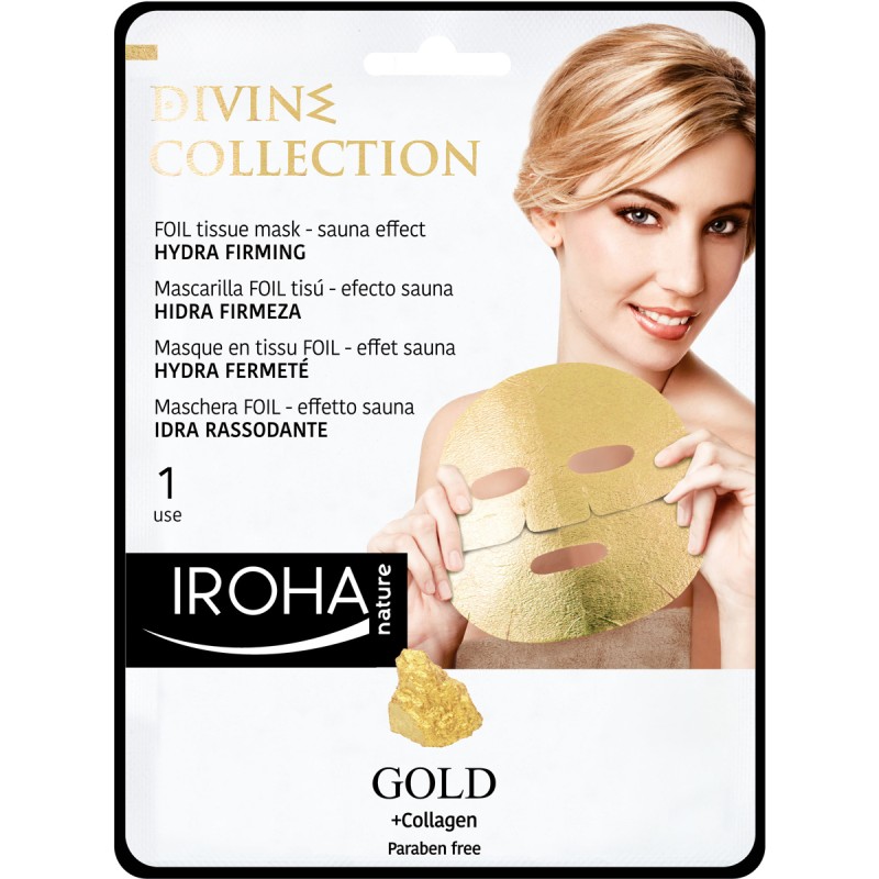 IROHA Gold Tissu-Facemask Hydra Firming mit 24K Gold und Collagen
